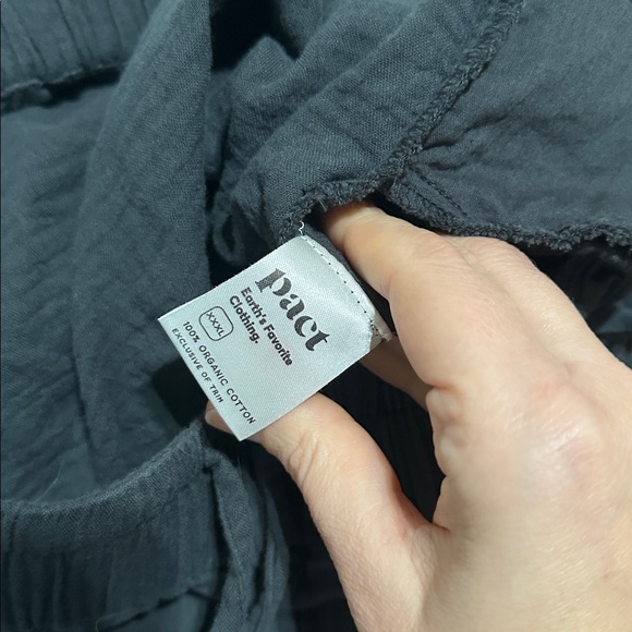 Pact Pants Womens  Gray Wide Leg Gauze Split Hem Flowy Organic Cotton Coastal - Picture 9 of 9